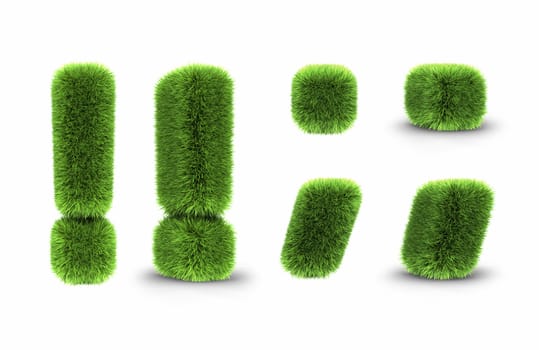 Grass interjection, dot and comma, isolated on white background