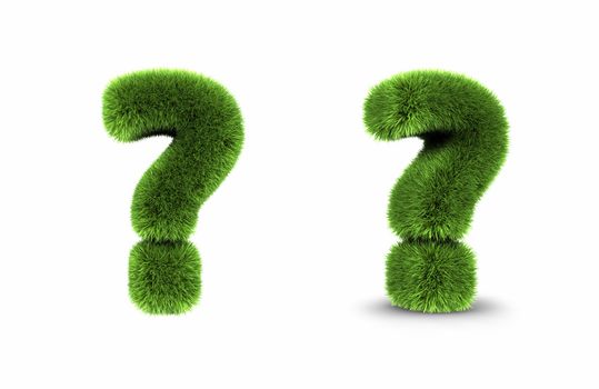 Grass question mark, isolated on white background