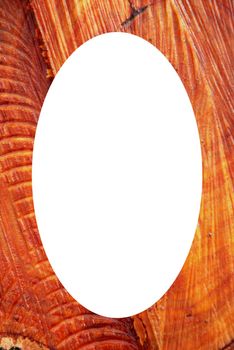 Isolated oval place for text or photograph image photoframe frame. Background - count alder age by it cut.