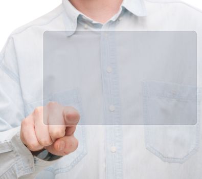 Hand Pushing Touchscreen - Place for Copy
