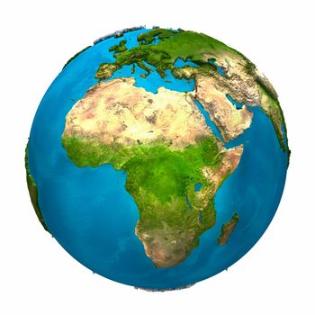 Planet Earth - Africa - colorful globe with detailed and realistic surface, 3d render