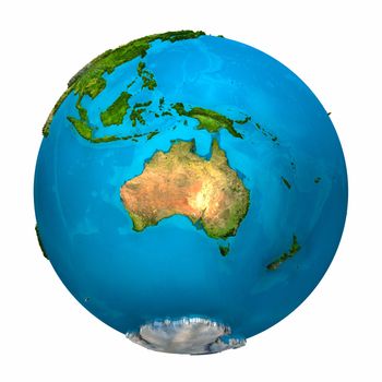 Planet Earth - Australia - colorful globe with detailed and realistic surface, 3d render