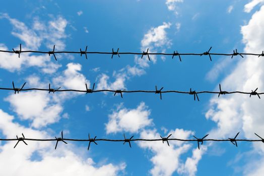 The other side of barbed wire is blue sky and freedom