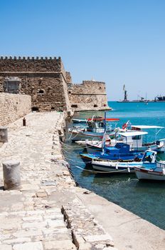 Historical old rock pier in Chania, Crete