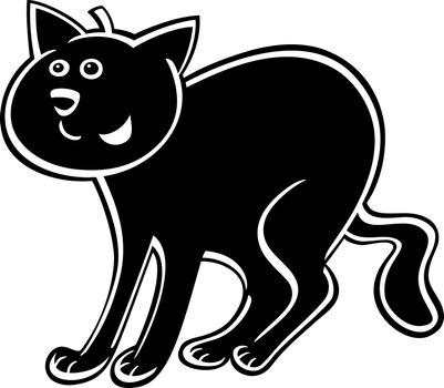 cartoon illustration of funny black cat or kitten