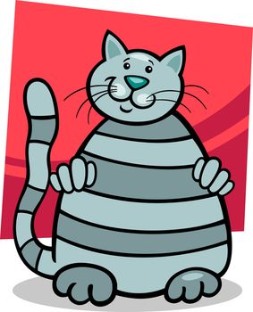 cartoon illustration of cute grey tabby cat