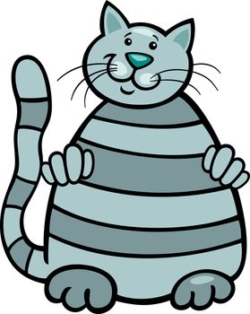 cartoon illustration of cute grey tabby cat