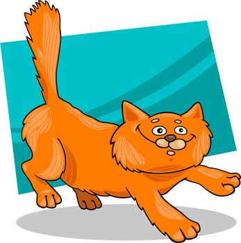 cartoon illustration of running red fluffy cat