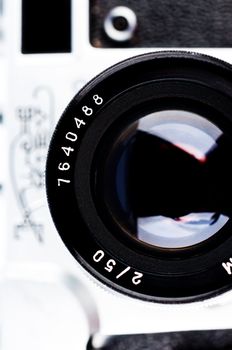Retro camera lens close up