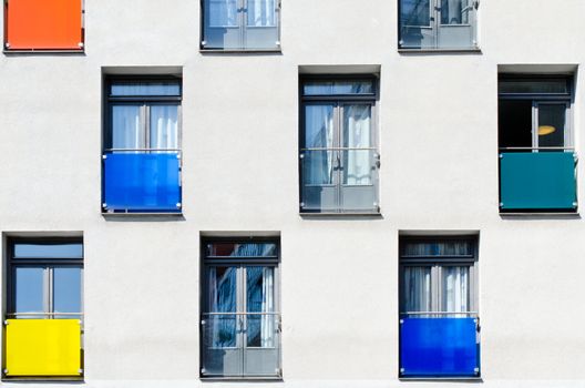 Wall with colorful windows Oslo, Norway