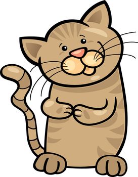 cartoon illustration of cute brown tabby kitten