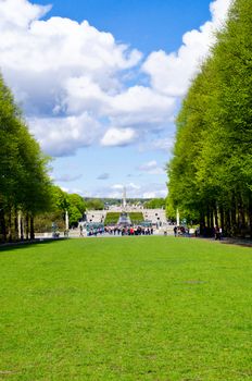 OSLO, NORWAY - September 9: Man and woman statue created by Gustav Vigeland in the popular Vigeland park in Oslo, Norway on September 9, 2011.