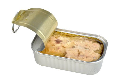 canned mackerel isolated on a white background