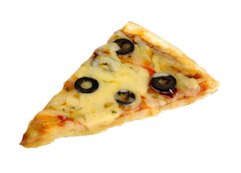slice of pizza isolated on white background