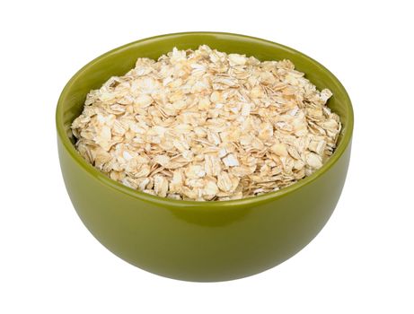 uncooked rolled oats isolated on white background