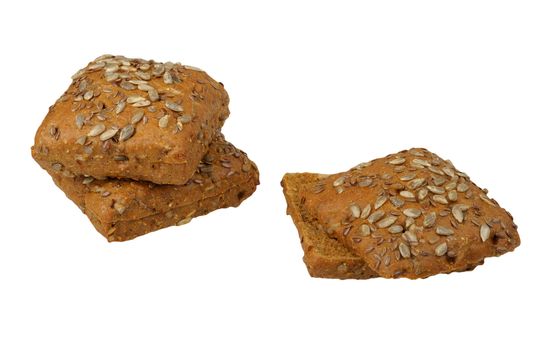 Rye bread rolls for sandwiches isolated on white background