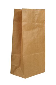 brown paper bag isolated on white background