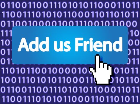 Add us Friend Button with Hand Cursor. Vector Illustration.