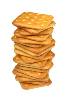 stack of crackers isolated on white background