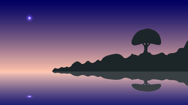 vector silhouette and sunset. Ideally for your use in design
