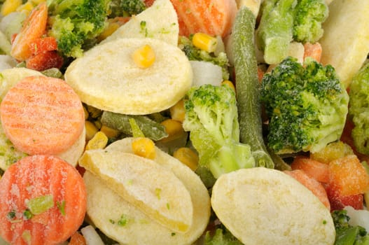 background from a variety of frozen vegetables