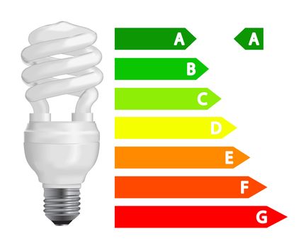 Energy efficiency  fluorescent light bulb. Vector Illustration.