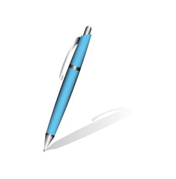 Blue pen isolated on the white background. Vector