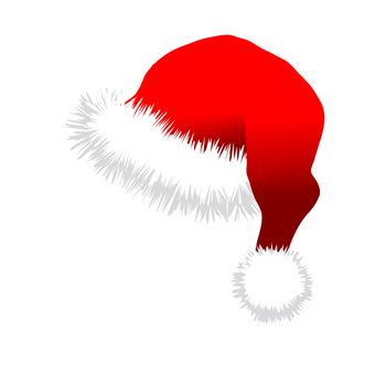 Red Santa Claus Hat. Vector illustration isolated on white background.
