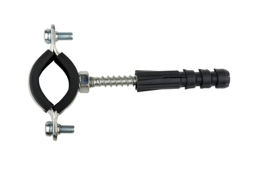 Clamp for fastening pipes  isolated on white background