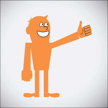 Man Gesturing Thumbs Up. Vector illustration EPS8