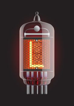 Nixie tube indicator. Letter "L" from retro, Transparency guaranteed. Vector illustration.