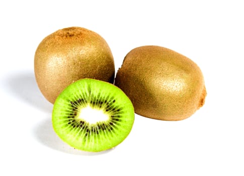 A perfectly fresh kiwifruit isolated on white.