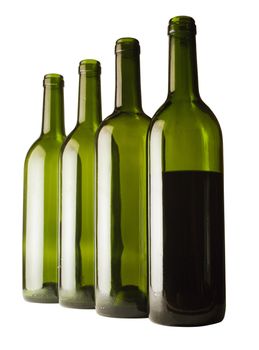 four bottles isolated against white background