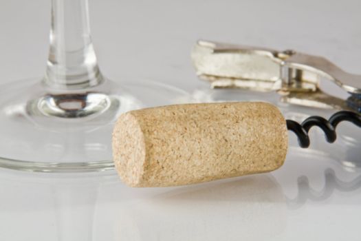 Cork elegant corkscrew and glass leg