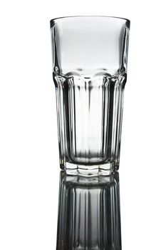 Glass on white background with reflection.