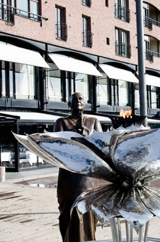 Statue Eternal Peace-Flame on Aker Brygge Oslo, Norway