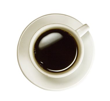 Coffee cup isolated (seen from above) with clipping path