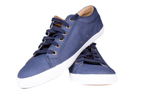 Blue sneakers isoated on white background