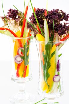 Vegetables in a glasses close up