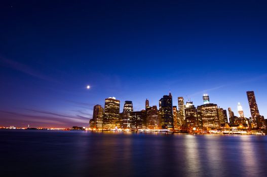 Manhattan night landscape from Brooklyn side