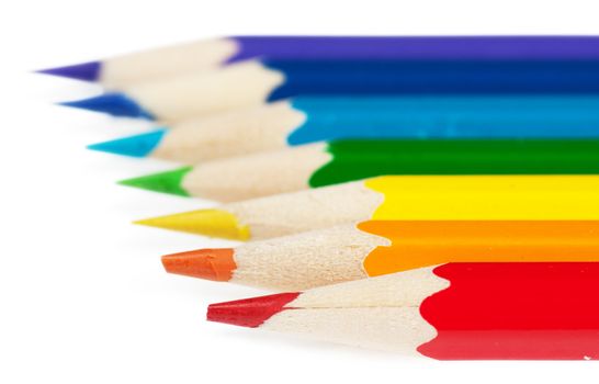 Colorful pencils isolated over white background