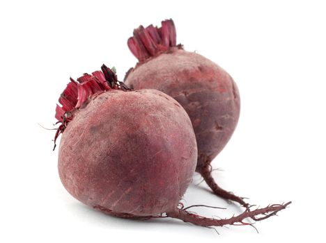 Two of beet root on a white background