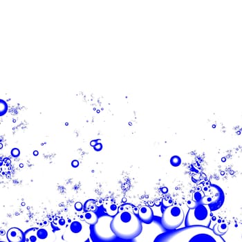 abstract bubbles of water of dark blue color on a white background