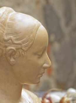 Close up of face of a beautiful female statue