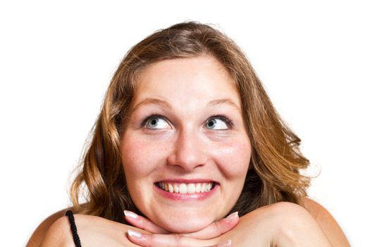 beautiful smiling girl isolated on white background