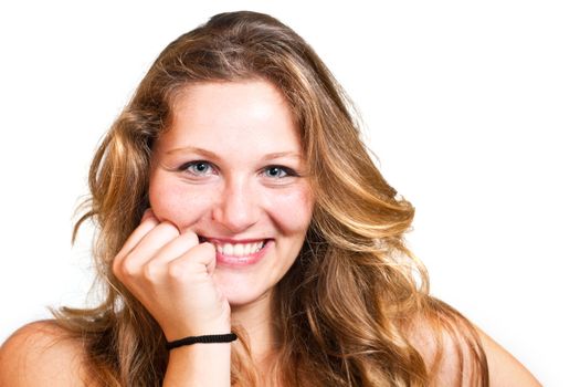 beautiful smiling girl isolated on white background