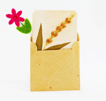 brown bag with clip on white background
