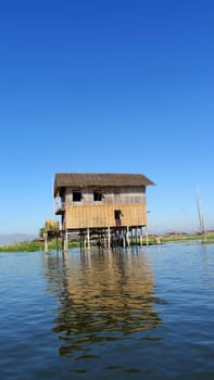 Landmark of the famous local cottage built in water