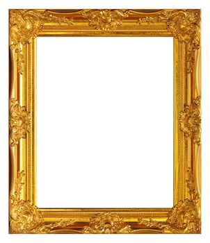 Gold frame on white background