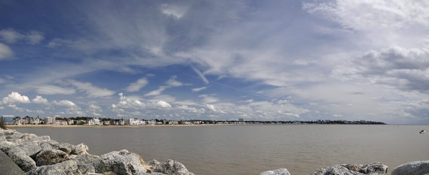 Wide View of Royan Bay with Blue and Cloudy Sky